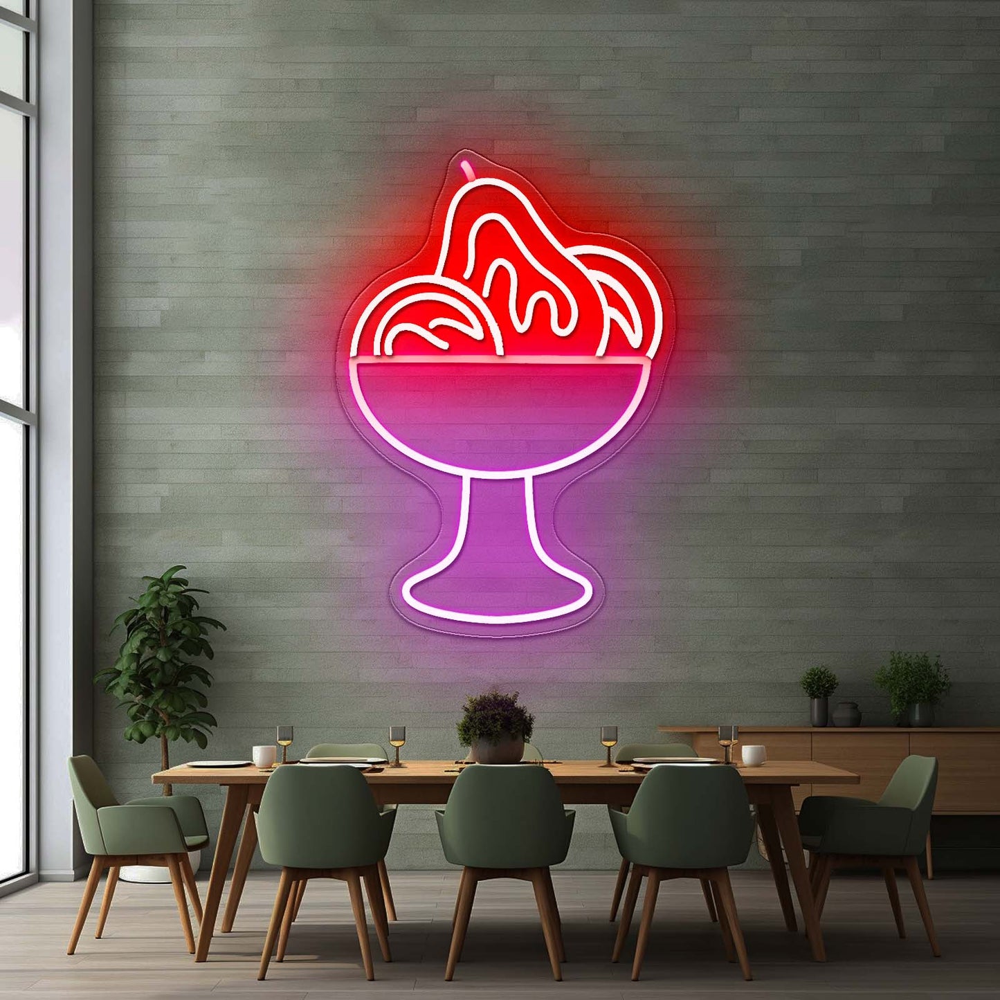 Garden Delights Cup With Fruites Artistic Neon Signs Wall Art Led Signs