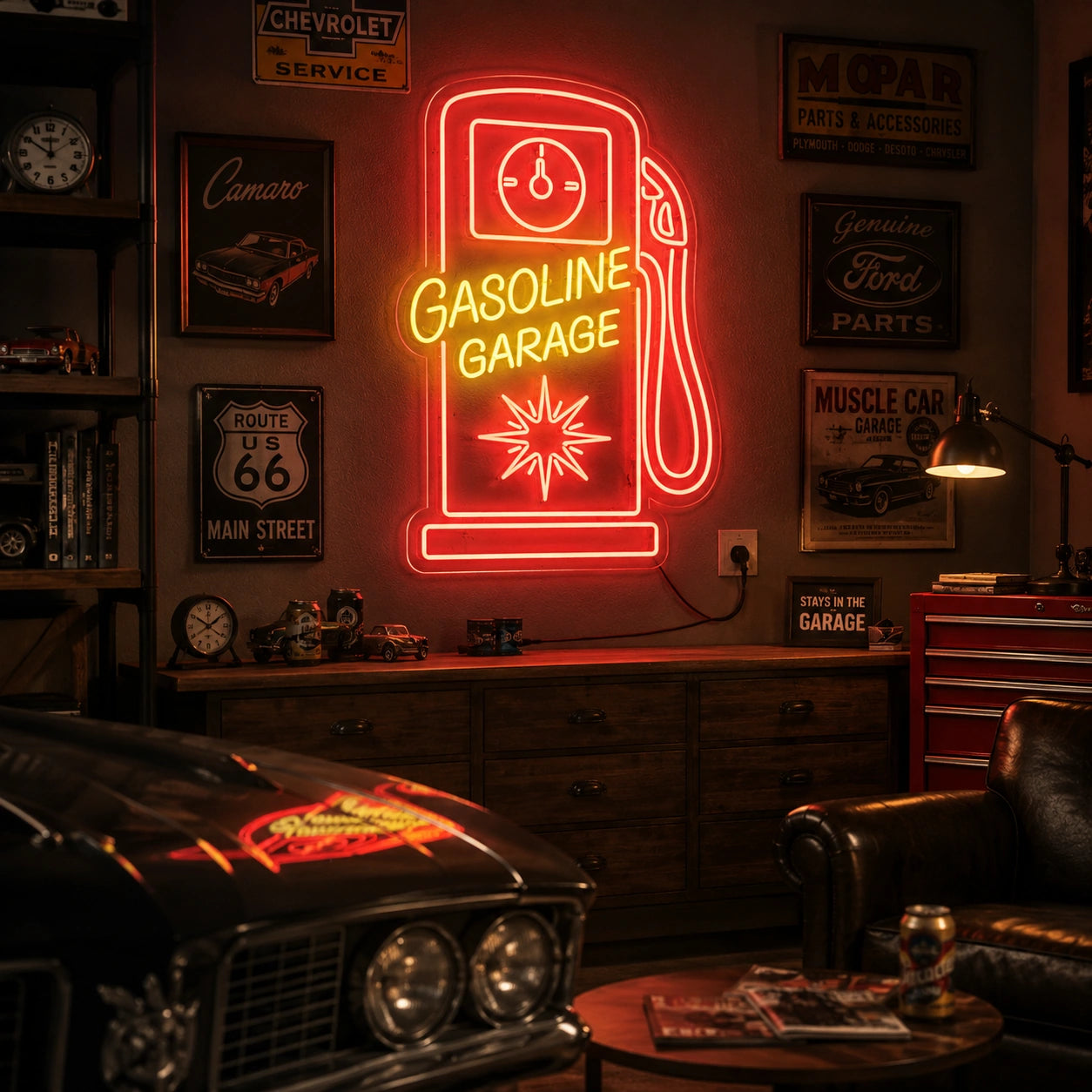 Gas Station Garage Neon Sign LED Neon Sign real lifestyle scene