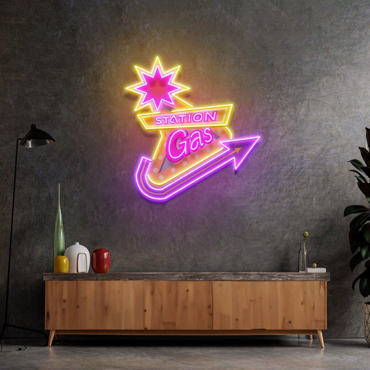 Gas Station Led Neon Acrylic Artwork - Shineneon