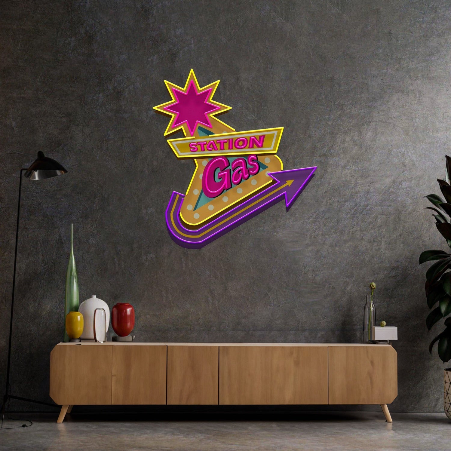 Gas Station Led Neon Acrylic Artwork - Shineneon