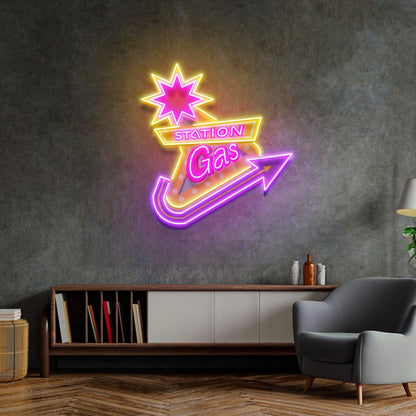 Gas Station Led Neon Acrylic Artwork - Shineneon