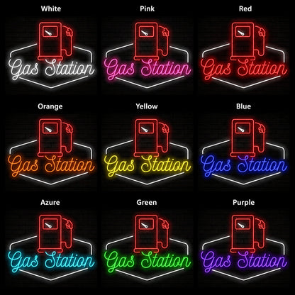 Gas Station Pump Neon Sign LED Neon Sign color grid