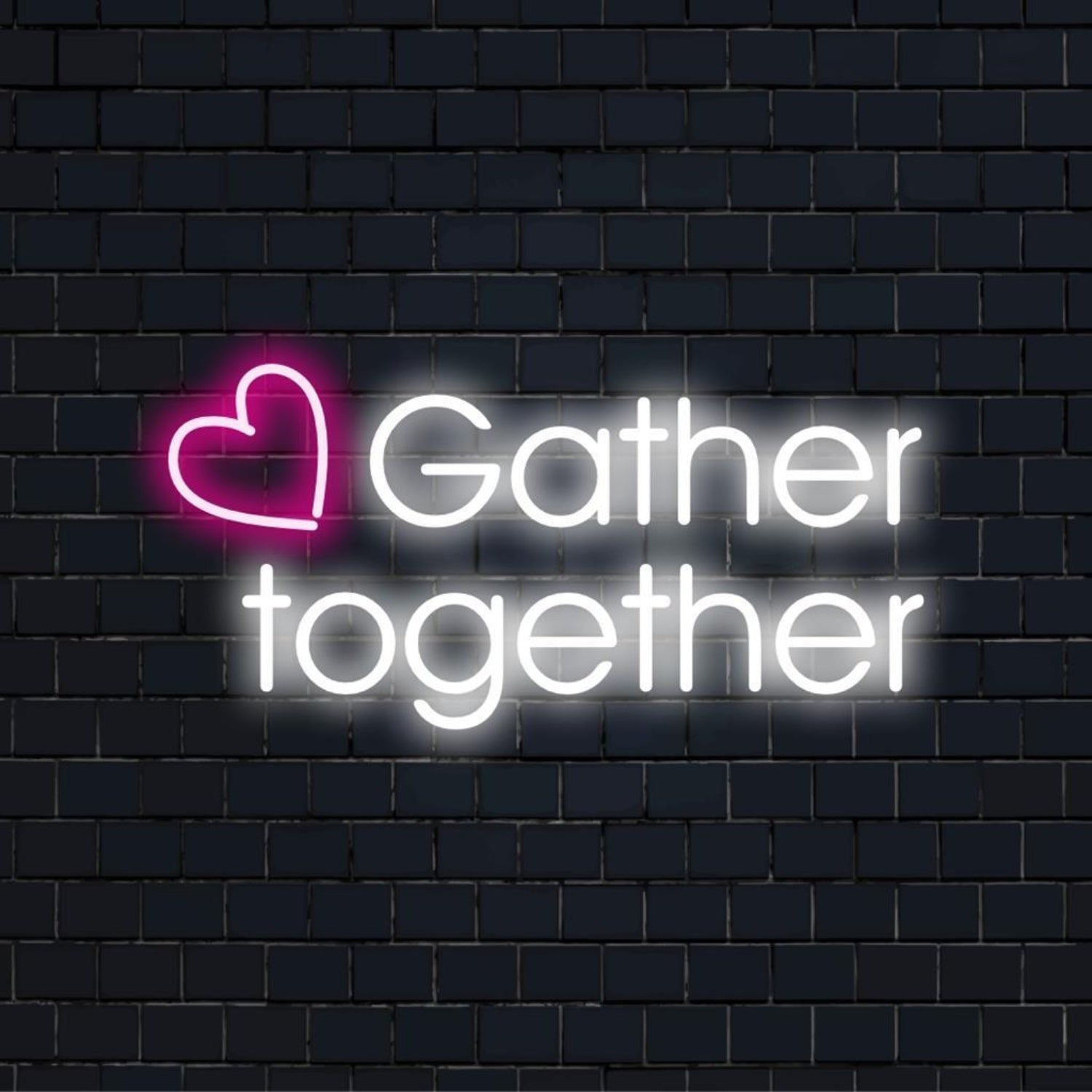 Gather Together Pink Heart White Led Neon Sign Indoor Decor | Shineneon