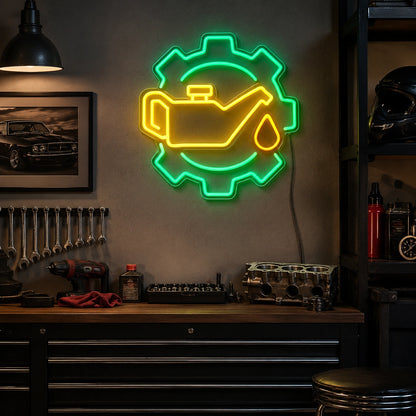 Gear Oil Can Neon Sign LED Neon Sign real lifestyle scene