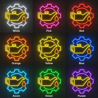 Gear Oil Can Neon Sign LED Neon Sign color grid