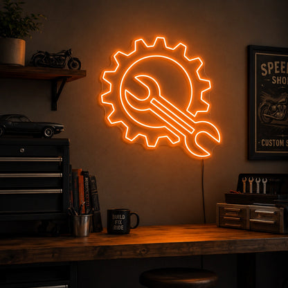 Gear Wrench Neon Sign LED Neon Sign real lifestyle scene