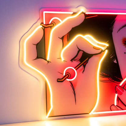 Geisha Girl Makeup Red-Yellow Uv Printed Led Neon Sign Beauty Salon Decor | Shineneon