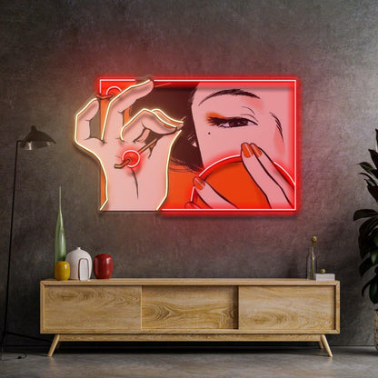 Geisha Girl Makeup Red-Yellow Uv Printed Led Neon Sign Beauty Salon Decor | Shineneon