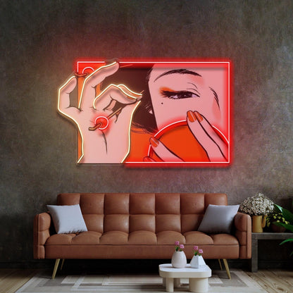 Geisha Girl Makeup Red-Yellow Uv Printed Led Neon Sign Beauty Salon Decor | Shineneon