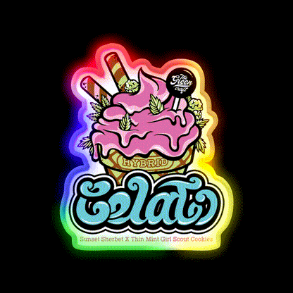Gelato Hemp Inspired Green Leaf Led Neon Sign Rgb Color - LED neon sign close-up detail