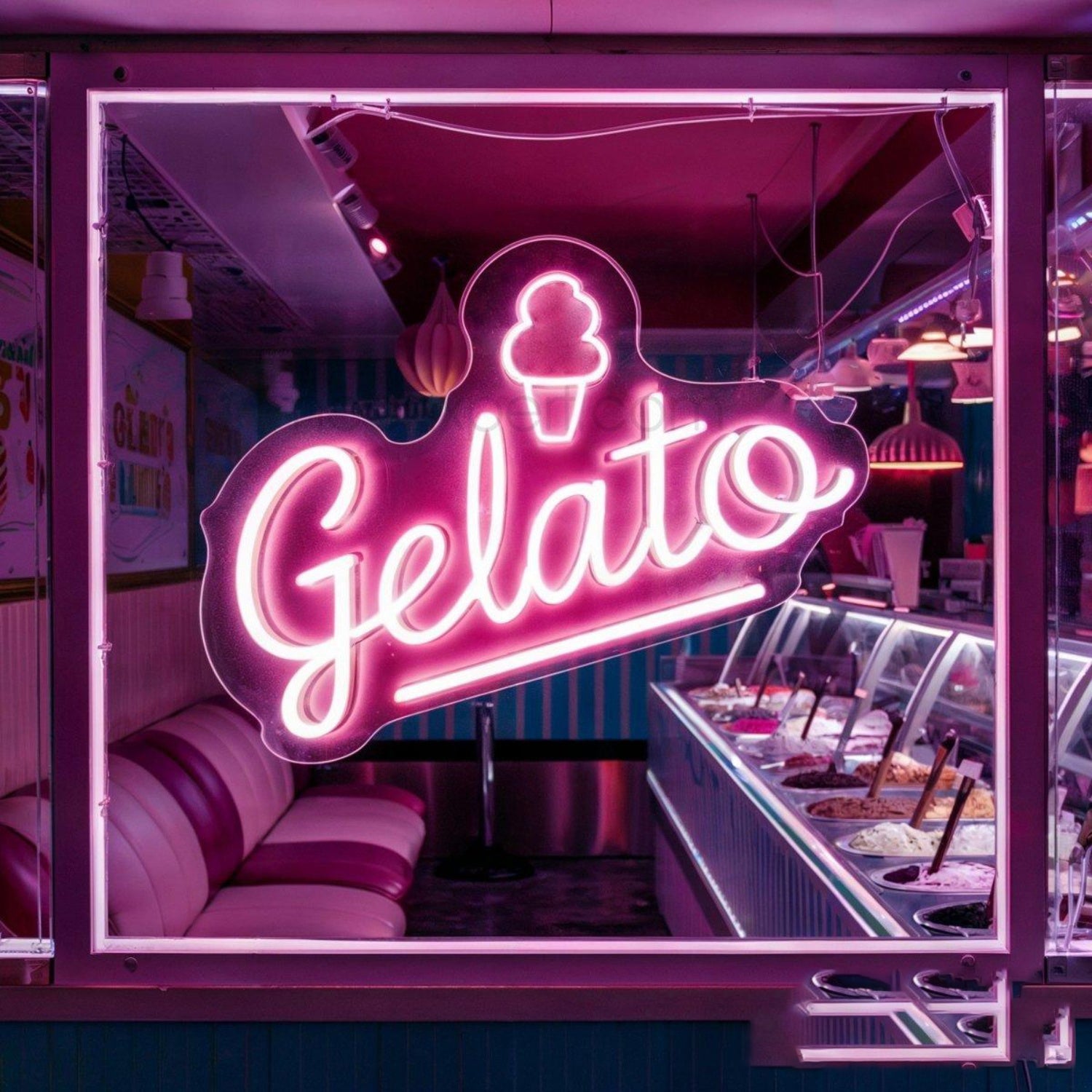 Gelato Ice Cream Pink-Purple Led Neon Sign For Ice Cream Shop Decor | Shineneon