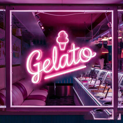 Gelato Ice Cream Pink-Purple Led Neon Sign For Ice Cream Shop Decor | Shineneon
