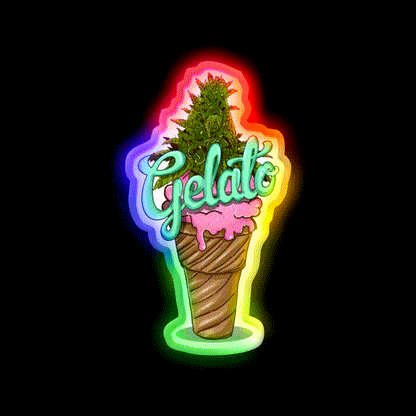 Gelato Weed Strain Hemp Inspired Green Leaf Led Neon Sign Rgb Color - LED neon sign close-up detail