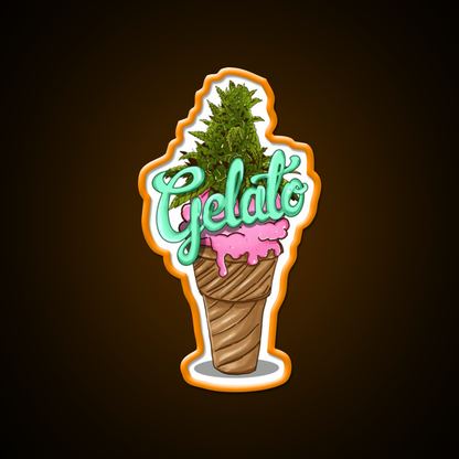 Gelato Weed Strain Hemp Inspired Green Leaf Led Neon Sign Rgb Color - LED neon sign view 6