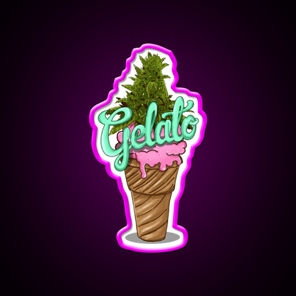 Gelato Weed Strain Hemp Inspired Green Leaf Led Neon Sign Rgb Color - Shineneon