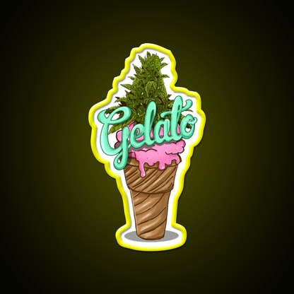 Gelato Weed Strain Hemp Inspired Green Leaf Led Neon Sign Rgb Color - Shineneon