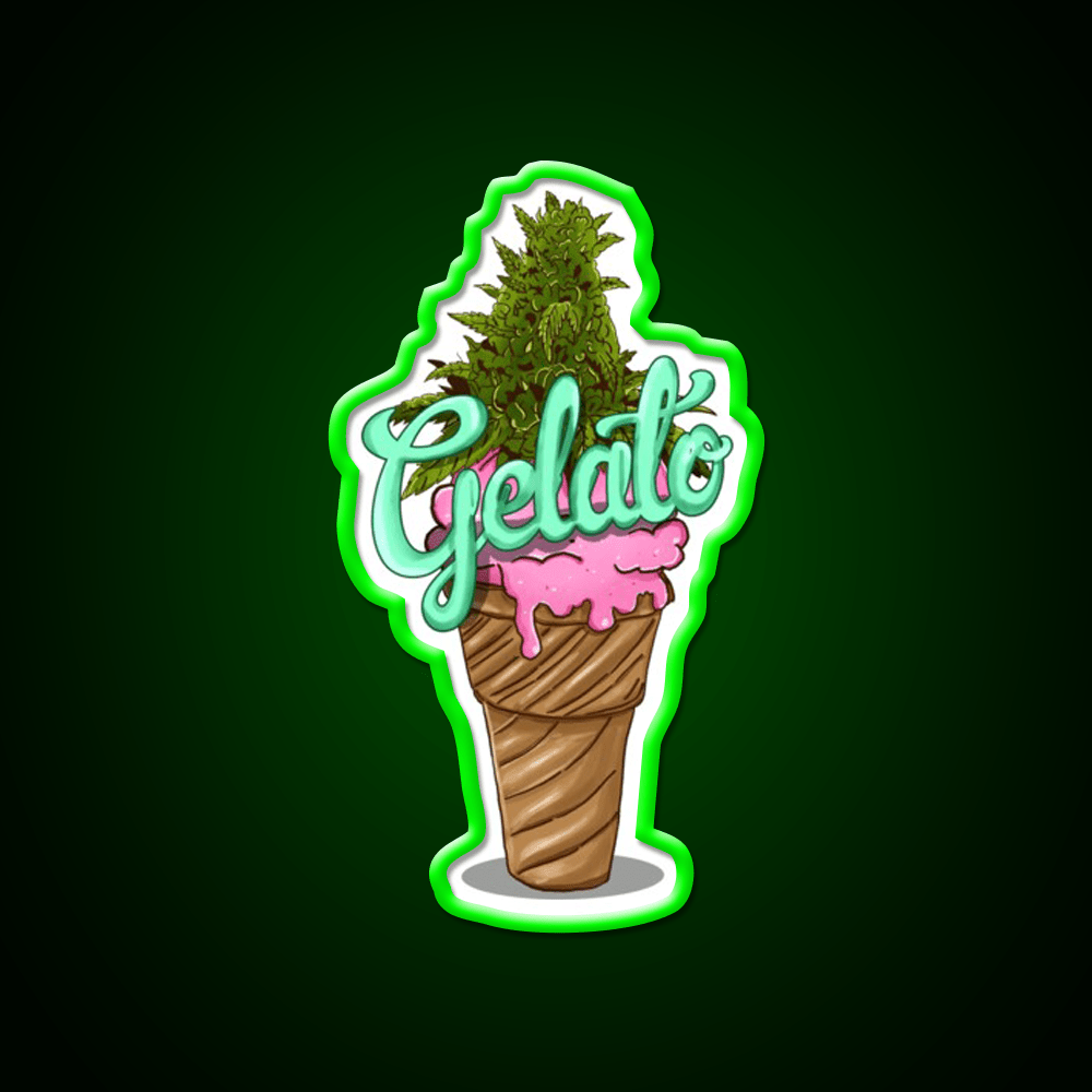 Gelato Weed Strain Hemp Inspired Green Leaf Led Neon Sign Rgb Color - Shineneon
