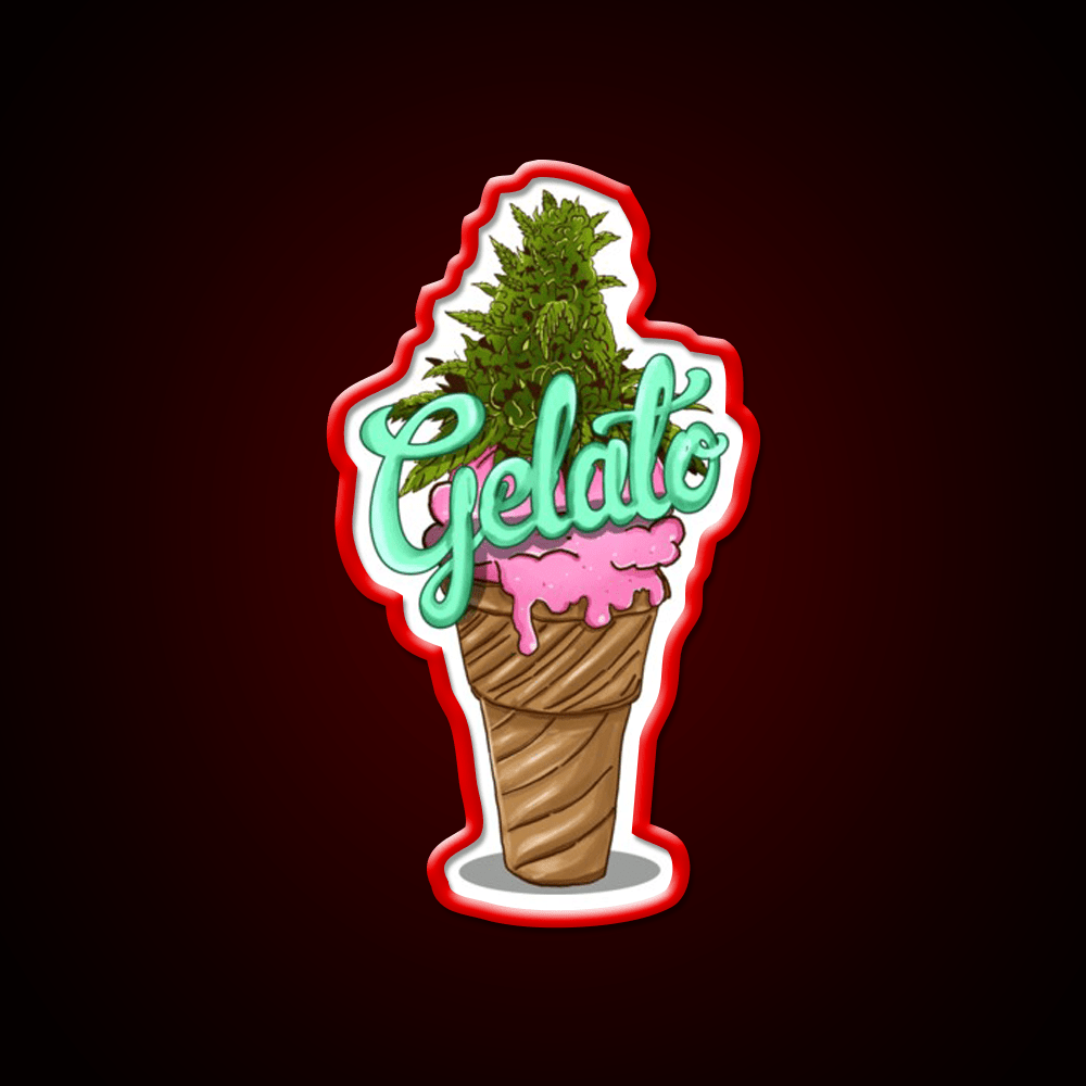Gelato Weed Strain Hemp Inspired Green Leaf Led Neon Sign Rgb Color - Shineneon