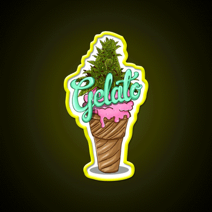 Gelato Weed Strain Hemp Inspired Green Leaf Led Neon Sign Rgb Color - Custom LED neon sign front view