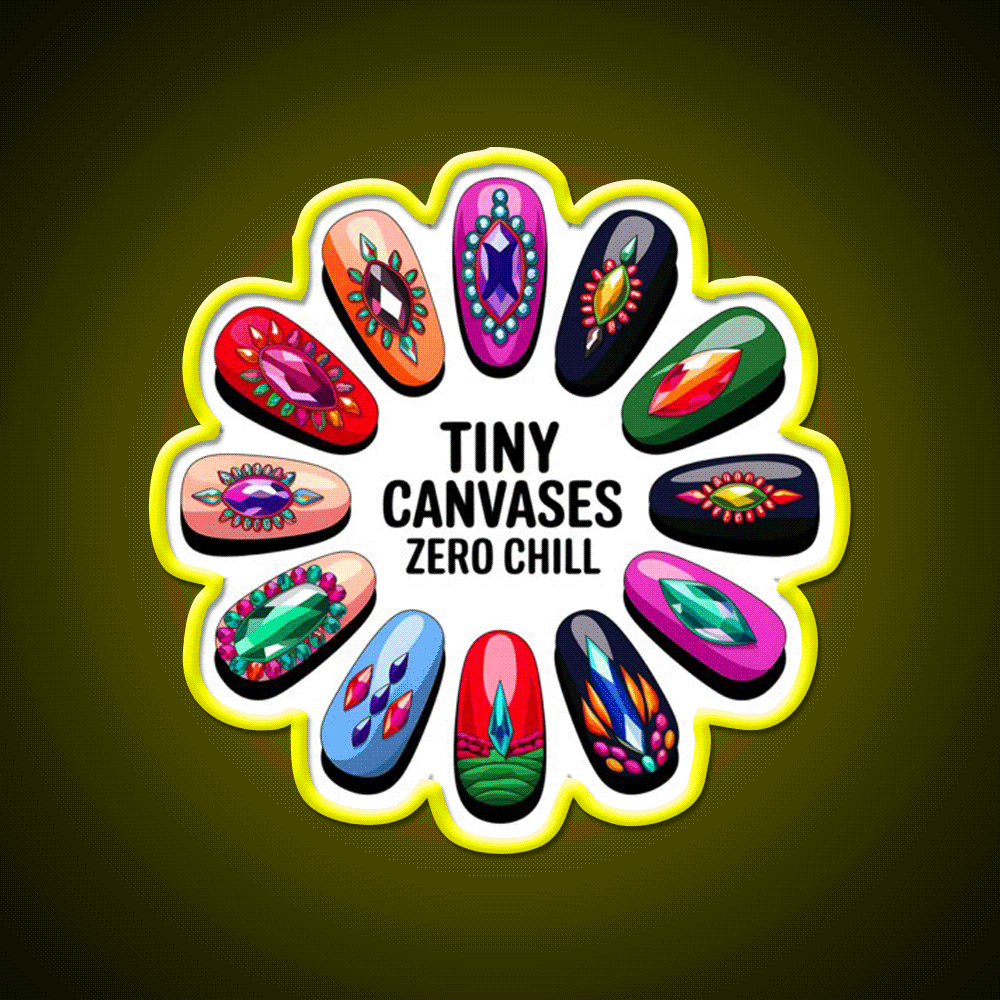 Gemstone Nail Art Mandala Nail Salon Led Neon Sign Rgb Color - Custom LED neon sign front view