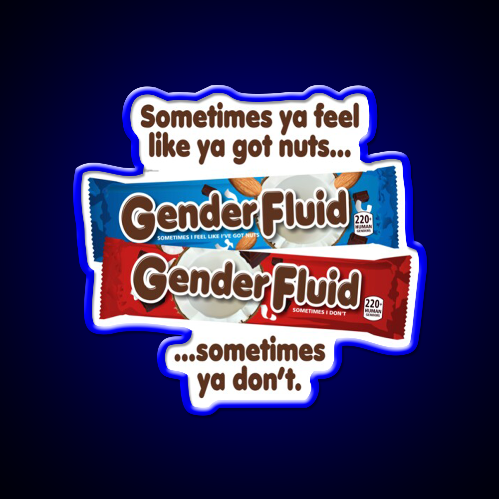 Gender Fluid Funny Candy Bar Parody Design Man Cave Bar Led Neon Sign Rgb Color