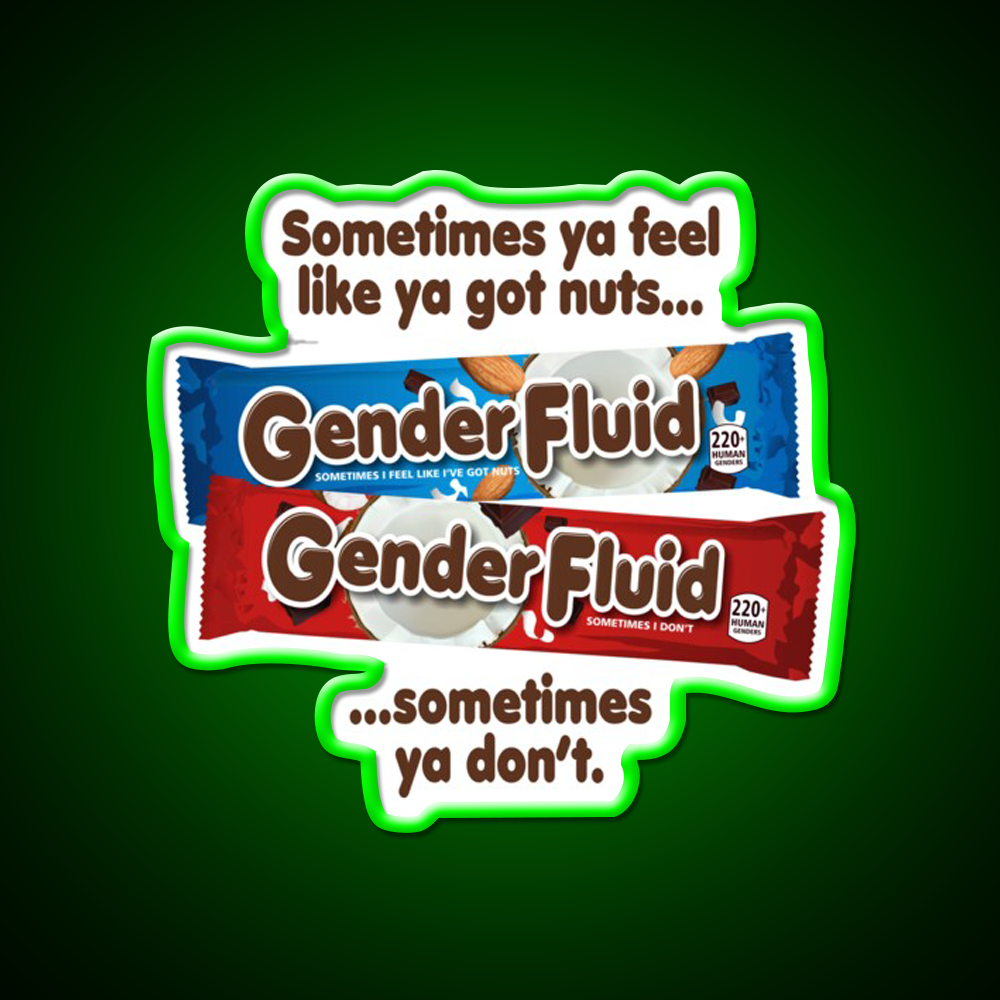 Gender Fluid Funny Candy Bar Parody Design Man Cave Bar Led Neon Sign Rgb Color