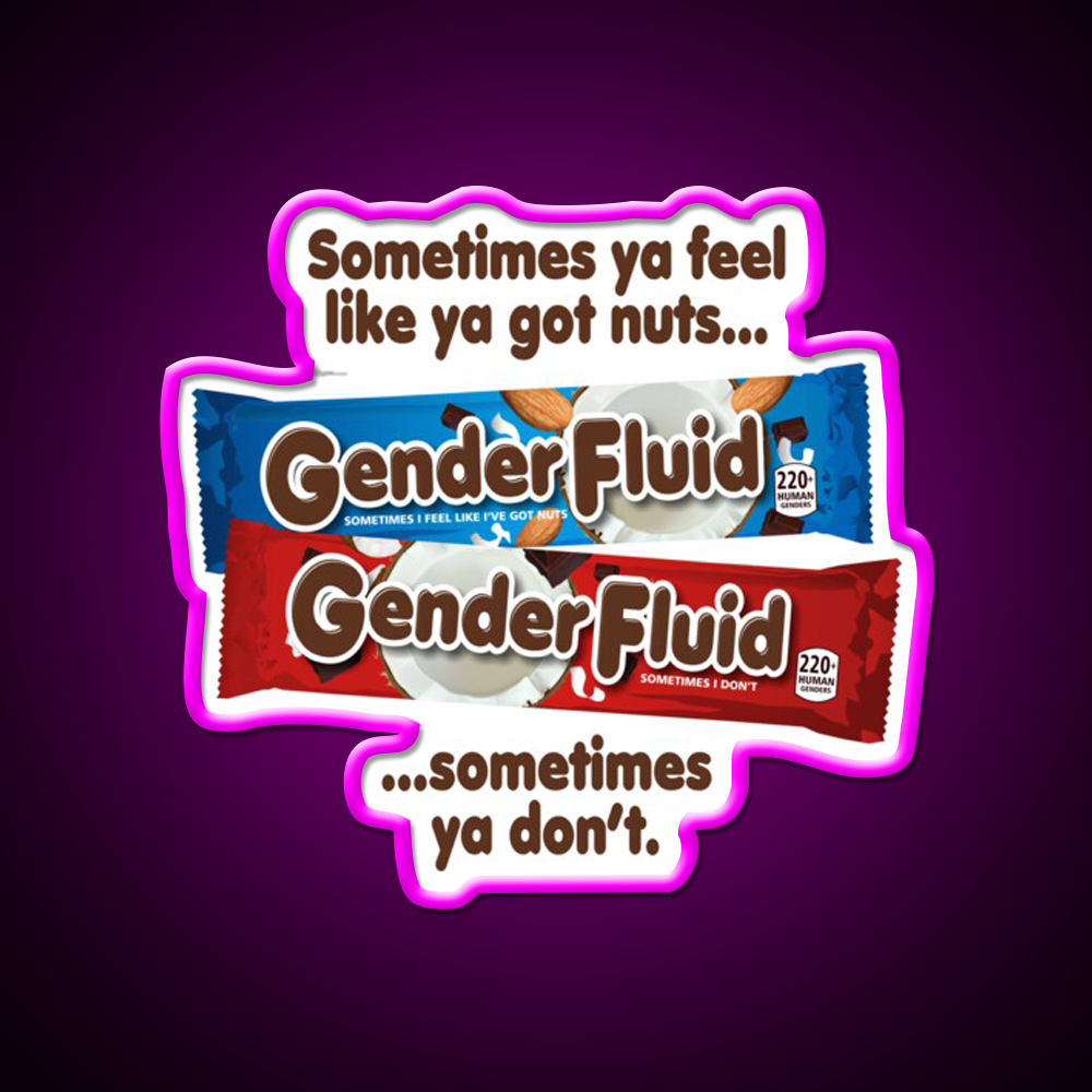 Gender Fluid Funny Candy Bar Parody Design Man Cave Bar Led Neon Sign Rgb Color