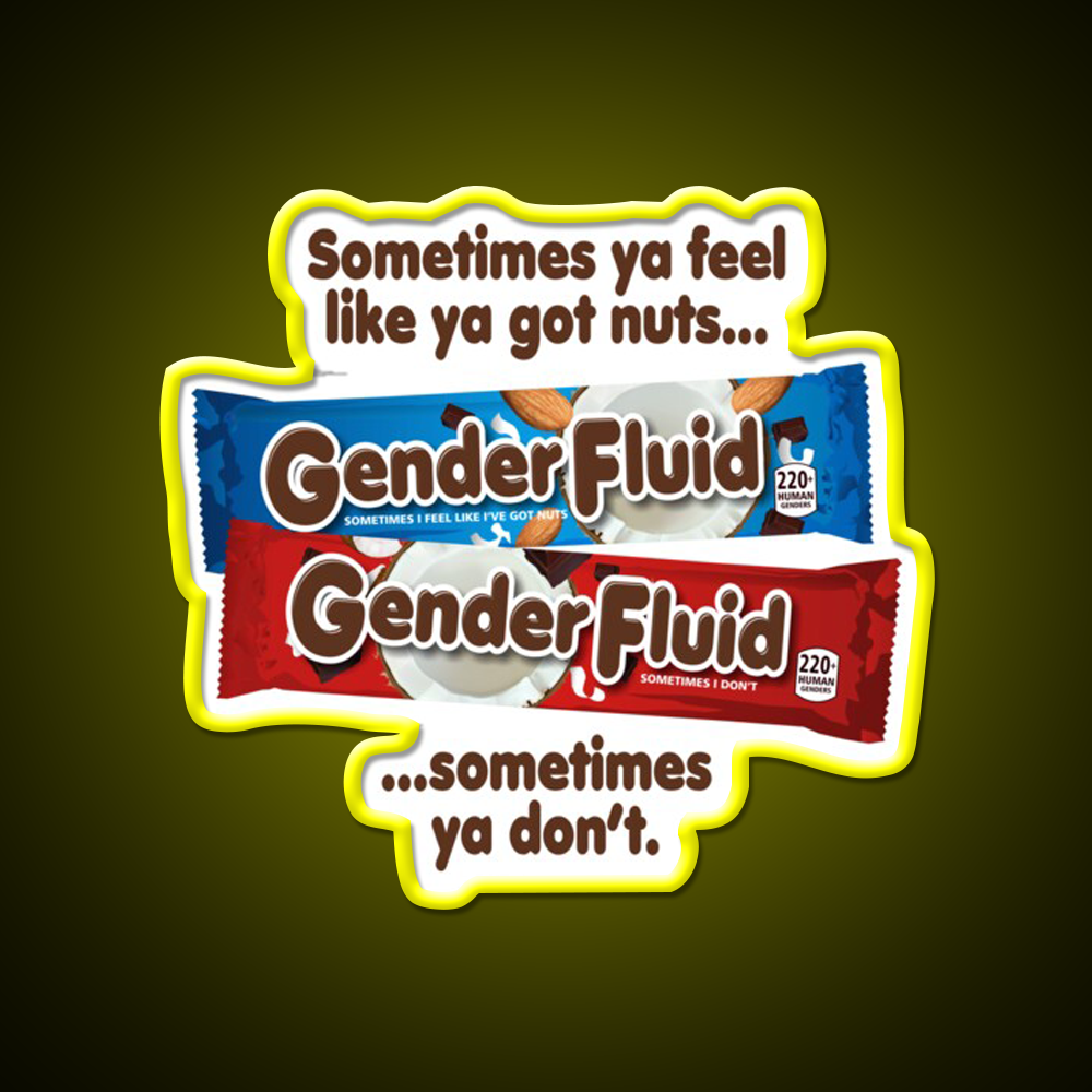 Gender Fluid Funny Candy Bar Parody Design Man Cave Bar Led Neon Sign Rgb Color