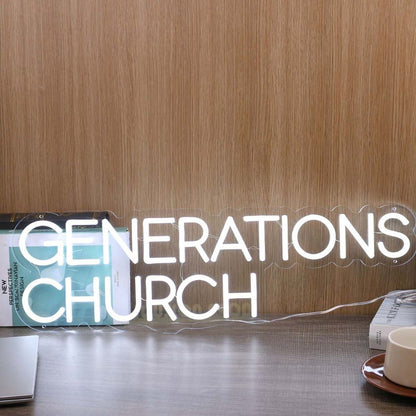 Generations Church White Led Neon Sign - Shineneon