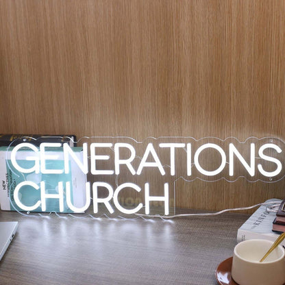 Generations Church White Led Neon Sign - Shineneon