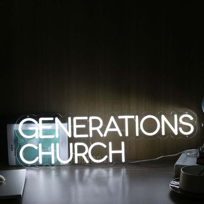 Generations Church White Led Neon Sign - Shineneon