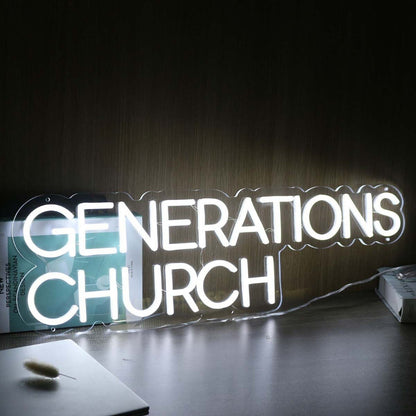 Generations Church White Led Neon Sign - Shineneon