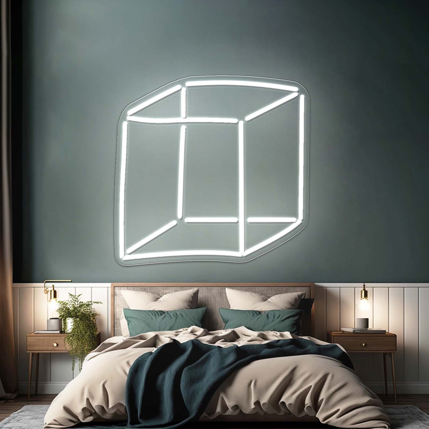 Geometric Cube Color Led Neon Signs Wall Art