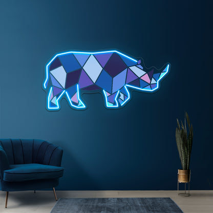 Geometric Rhino Wall Artwork Neon Signs