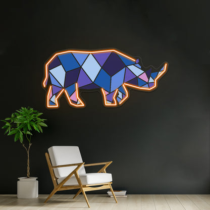 Geometric Rhino Wall Artwork Neon Signs