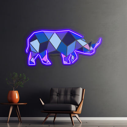 Geometric Rhino Wall Artwork Neon Signs