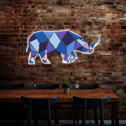 Geometric Rhino Wall Artwork Neon Signs