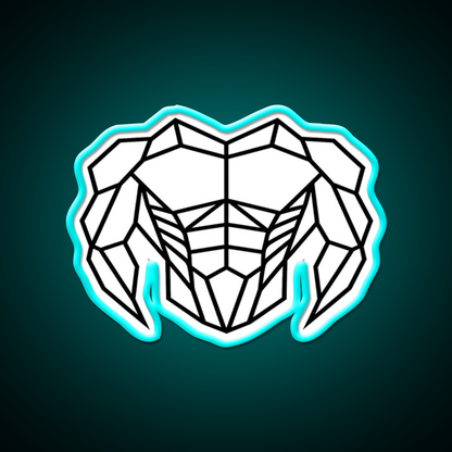 Geometric Strength C Bold Muscle Linework Art Gym Fitness Led Neon Sign Rgb Color