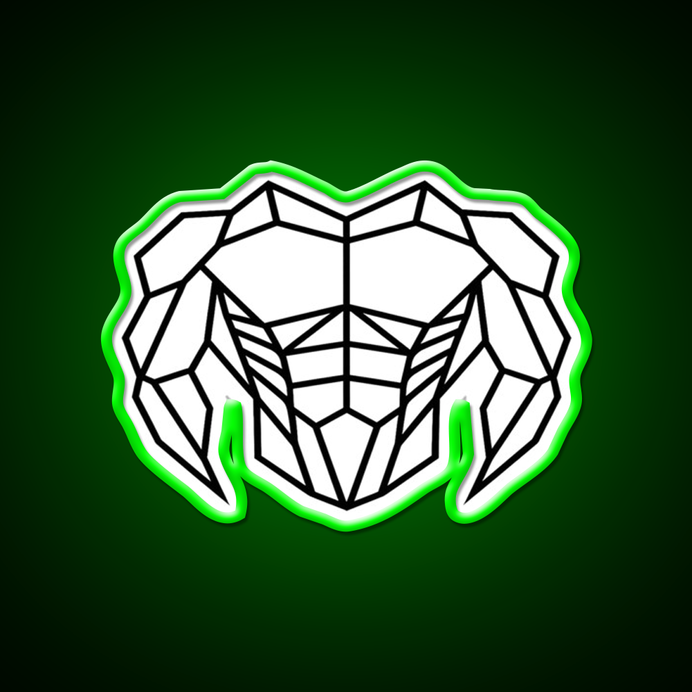 Geometric Strength C Bold Muscle Linework Art Gym Fitness Led Neon Sign Rgb Color