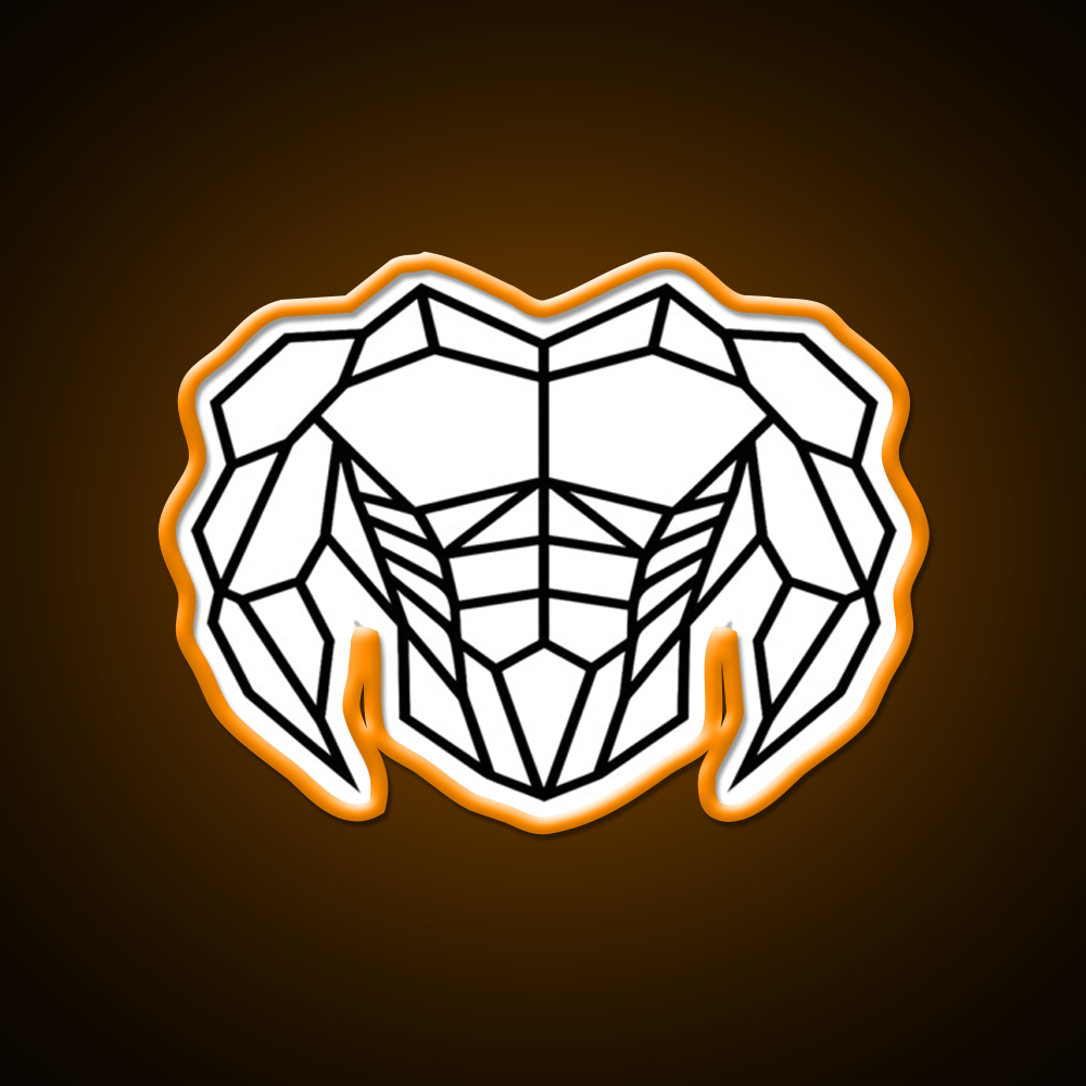 Geometric Strength C Bold Muscle Linework Art Gym Fitness Led Neon Sign Rgb Color