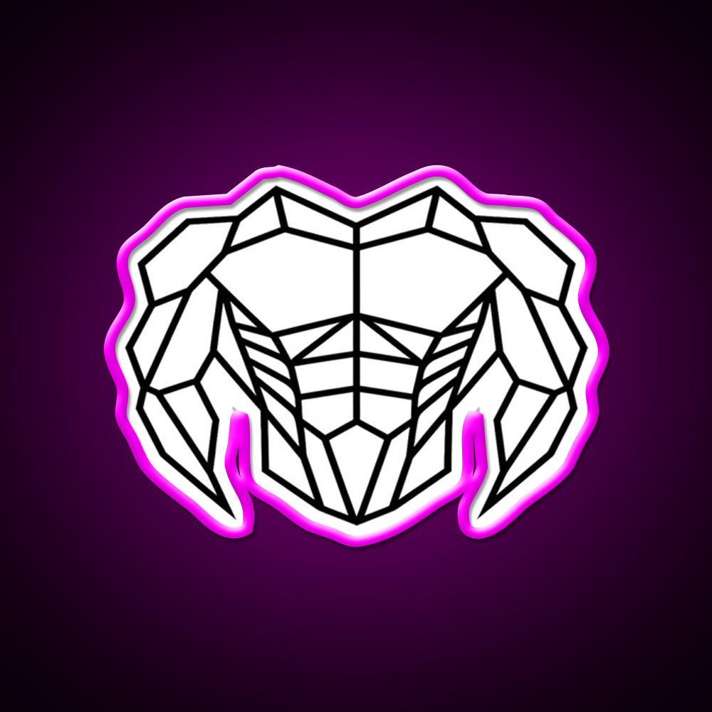 Geometric Strength C Bold Muscle Linework Art Gym Fitness Led Neon Sign Rgb Color