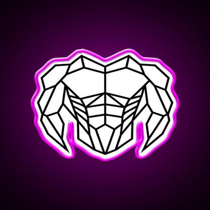 Geometric Strength C Bold Muscle Linework Art Gym Fitness Led Neon Sign Rgb Color