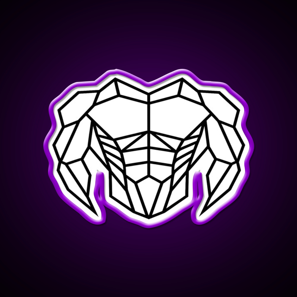 Geometric Strength C Bold Muscle Linework Art Gym Fitness Led Neon Sign Rgb Color