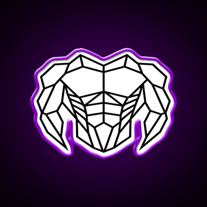 Geometric Strength C Bold Muscle Linework Art Gym Fitness Led Neon Sign Rgb Color