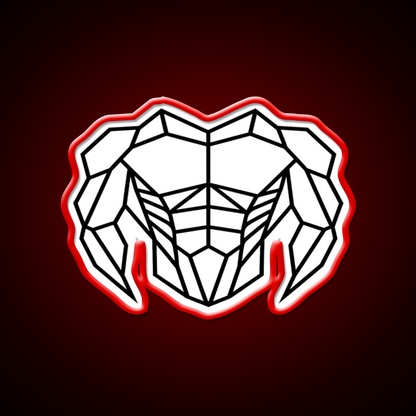 Geometric Strength C Bold Muscle Linework Art Gym Fitness Led Neon Sign Rgb Color