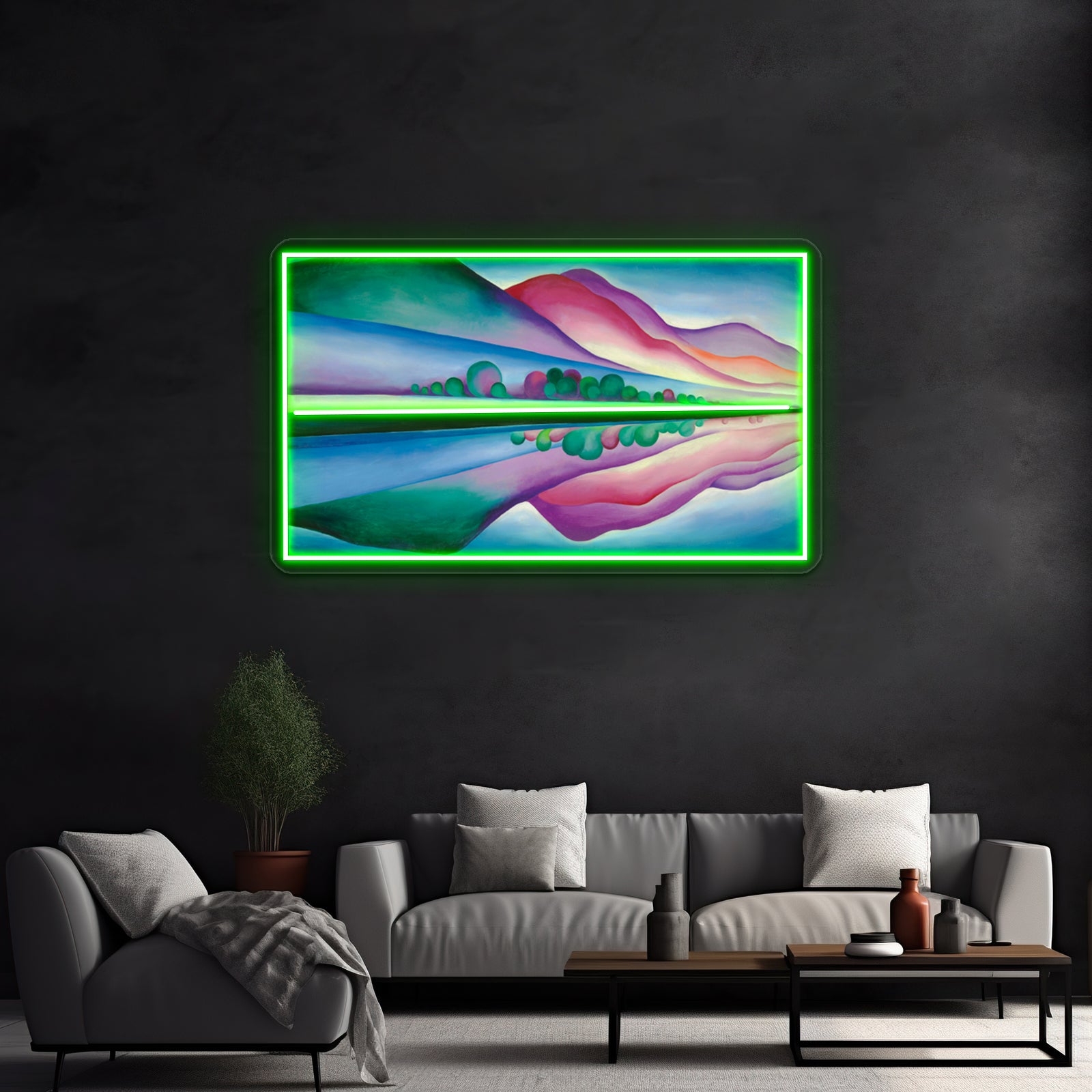 Georgia Okeeffe Lake George Reflection Wall Artwork Neon Signs | Shineneon