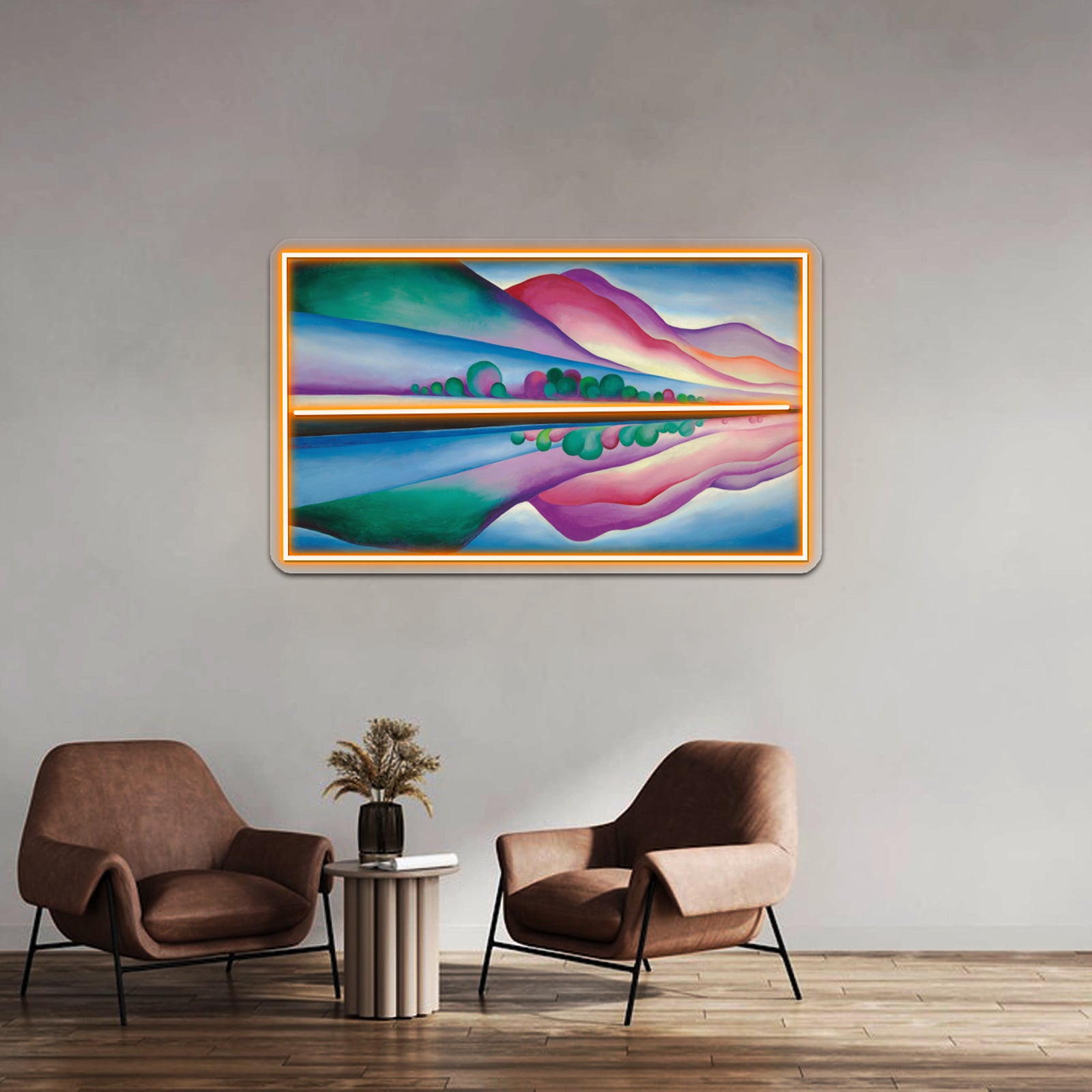 Georgia Okeeffe Lake George Reflection Wall Artwork Neon Signs | Shineneon