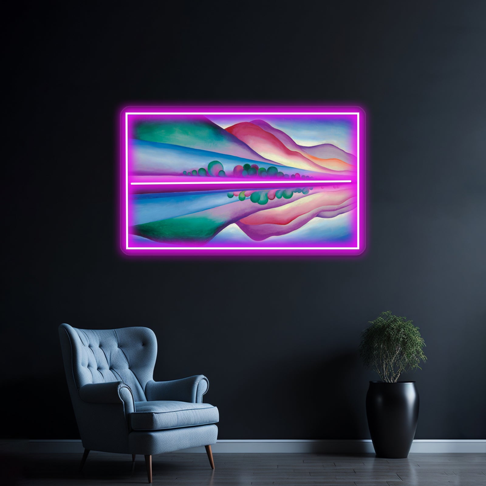 Georgia Okeeffe Lake George Reflection Wall Artwork Neon Signs | Shineneon