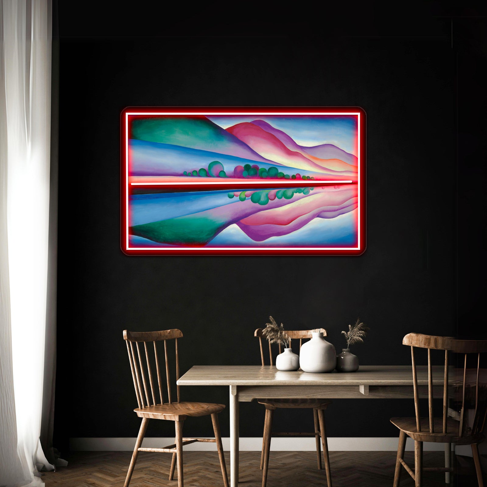 Georgia Okeeffe Lake George Reflection Wall Artwork Neon Signs | Shineneon