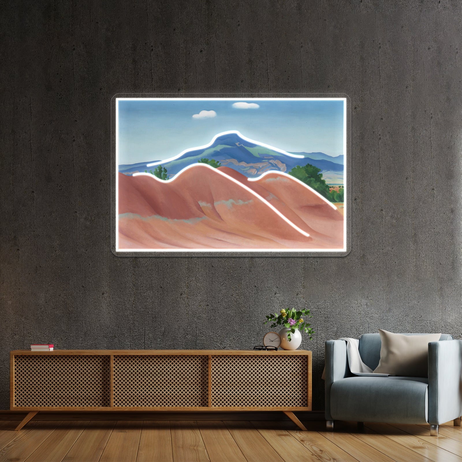 Georgia Okeeffe Red Hills Wall Artwork Neon Signs | Shineneon